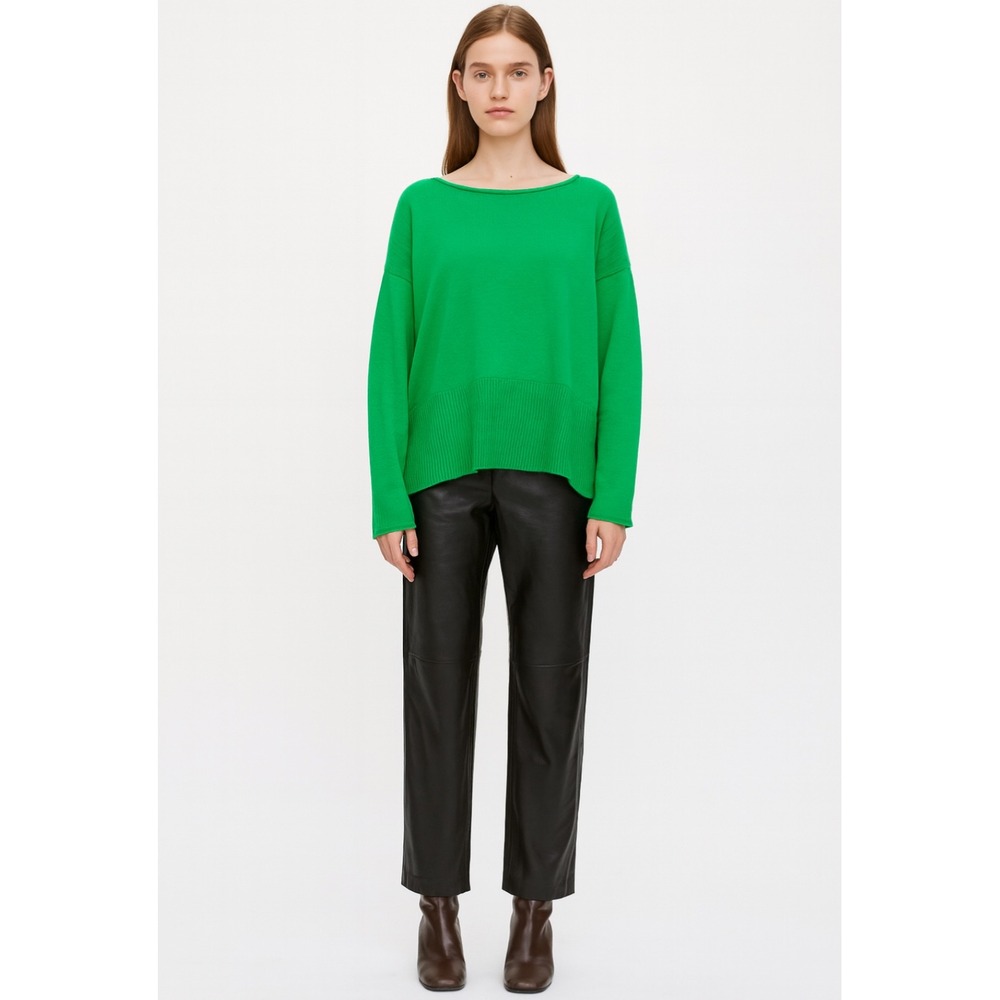 DIANE‎ VON FURSTENBERG Green Boat Neck Long Sleeve Wool Cashmere Sweater S